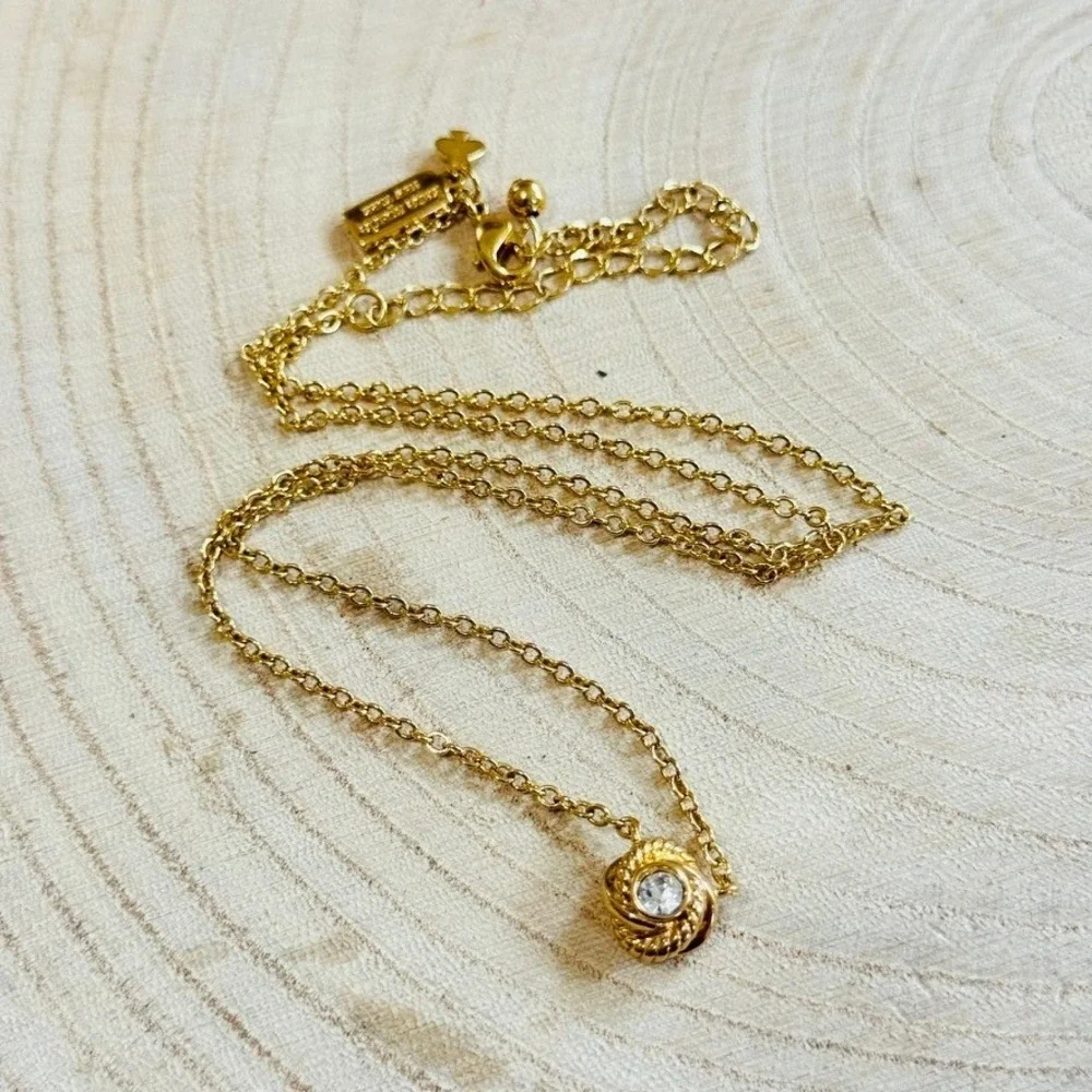 Kate Spade New York infinity and beyond knot Necklace gold‎ Crystal Jeweled 19